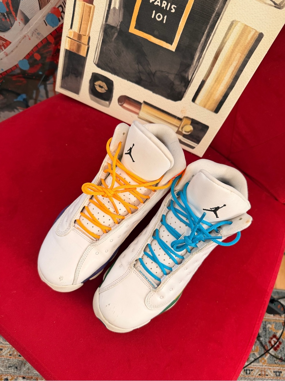 Jordan Retro 13s Colorblock with Yellow & Blue Laces